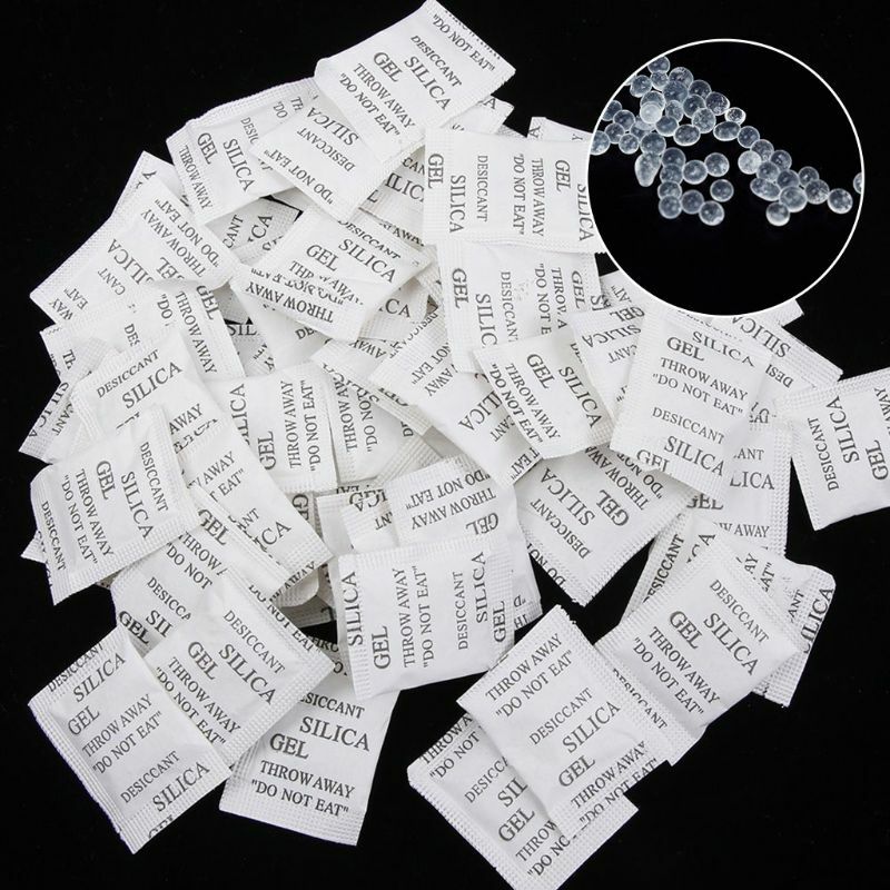 100 Packet Silica Gel Desiccant Pack Food Jewelry Moisture Absorber Dehumidifier 