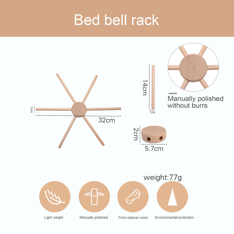 Ugryź ukąszenia 1 zestaw dziecko drewniany wieszak mobilne łóżeczko wieszak rama dzwonek do łóżka dla noworodka DIY akcesoria rzemieślnicze zabawka dla dziecka artykuły dziecięce