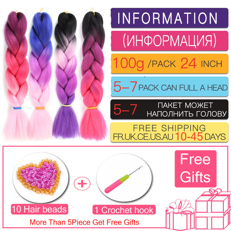 Alororo-Jumbo extensões de cabelo trançado sintético para mulheres Afro Ombre, cabelo trançado crochê, atacado, 24 polegadas