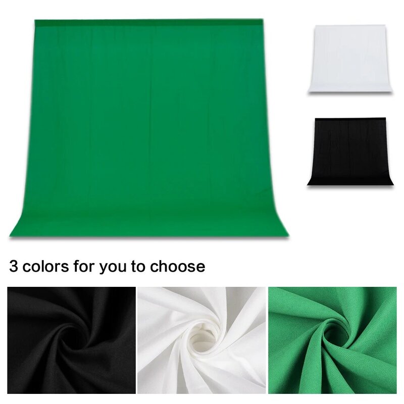ผ้าฉากหลังสีดำสีขาวสีเขียวสีผ้าฝ้าย Muslin ภาพพื้นหลังสตูดิโอถ่ายภาพ Chromakey