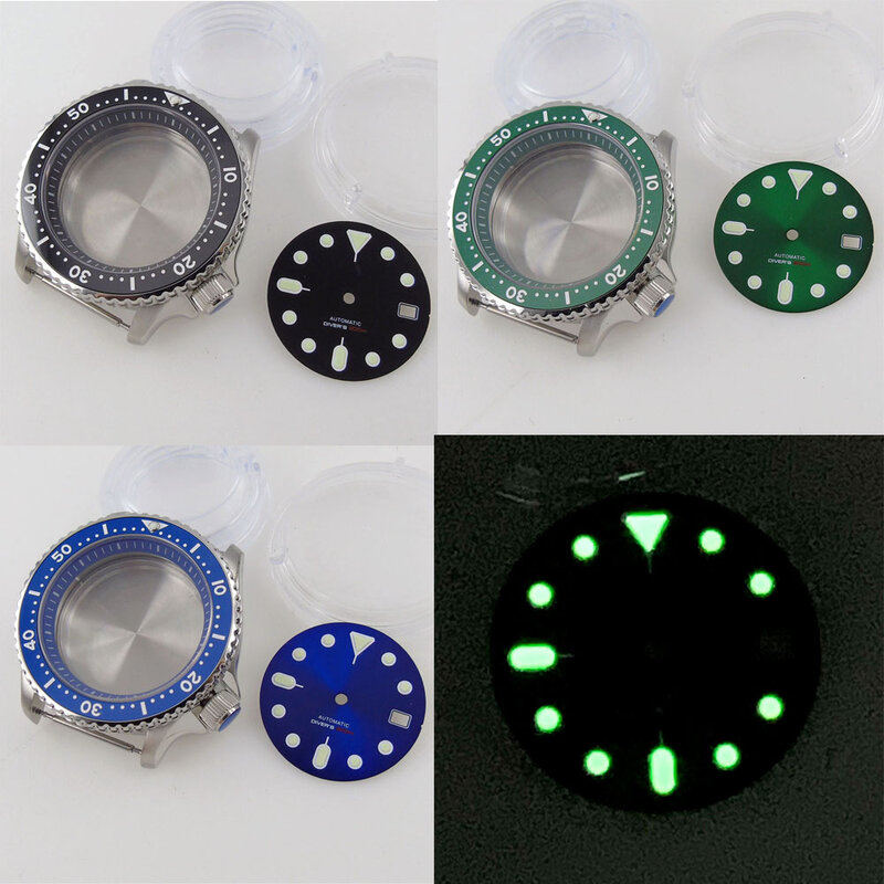 Zegarek zamiennik 41mm obudowa zegarka świecąca tarcza dla NH35 N3H6 SKX007 mechanizm automatyczny 200m wodoodporna szafirowe szkło
