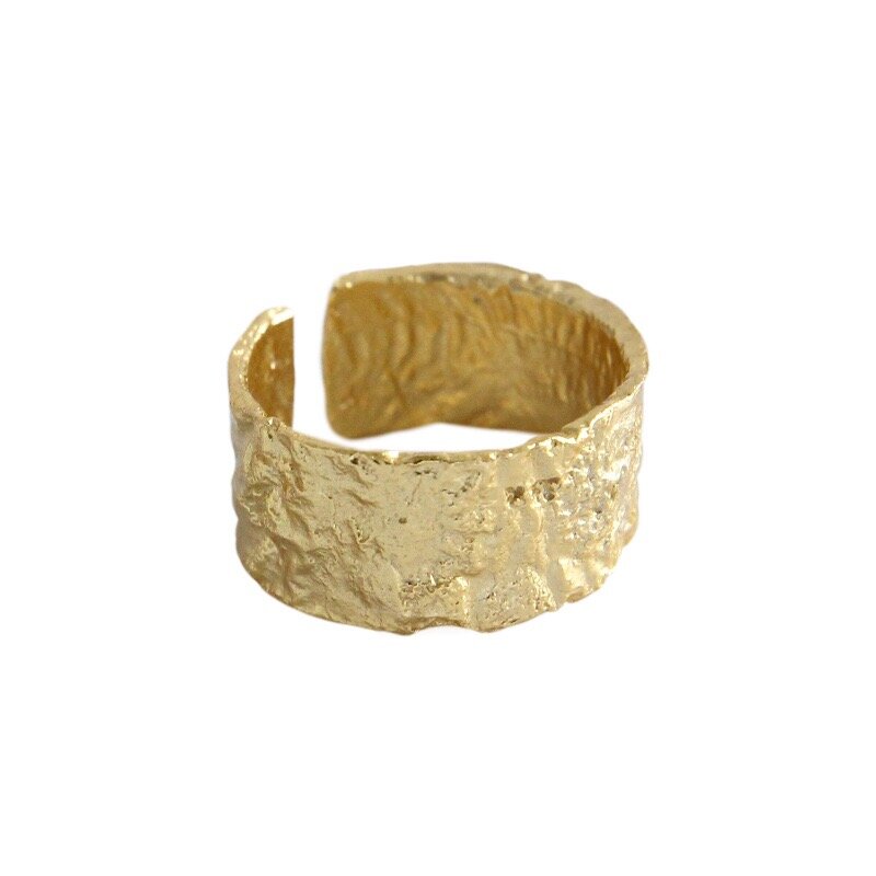 925 Sterling Zilveren Open Ring Voor Vrouwen Ins Niche Onregelmatige Wave Zand Oppervlak Breed Noodle Originele Party Verjaardagscadeau