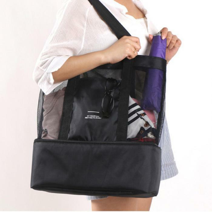High Capacity Women Mesh Transparent Bag Double-layer Heat Preservation Large Picnic Beach Bags Sport Bag