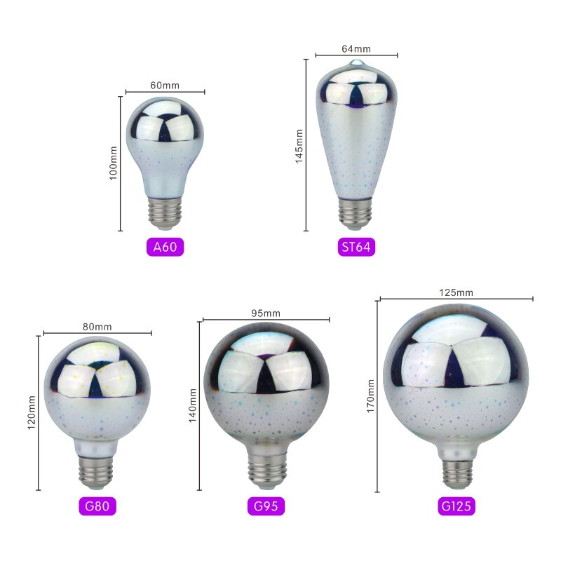Lampu LED Dekorasi 3D E27 6W 110V 220V Lampu Bohlam Edison Antik Lampu Kembang Api Bintang Lampu Malam Liburan Pohon Natal Baru