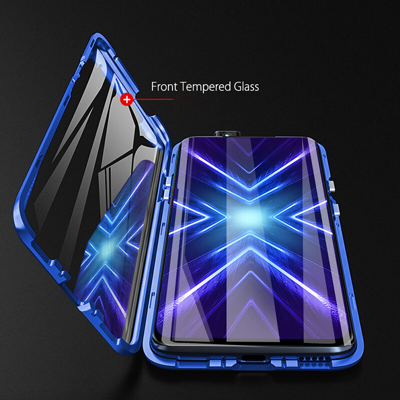 Bumper Case for Huawei Honor 9X Case Metal Magnetic 360 Full Dual Tempered Glass Back Hard Cover On For Honor 9X Premium Case