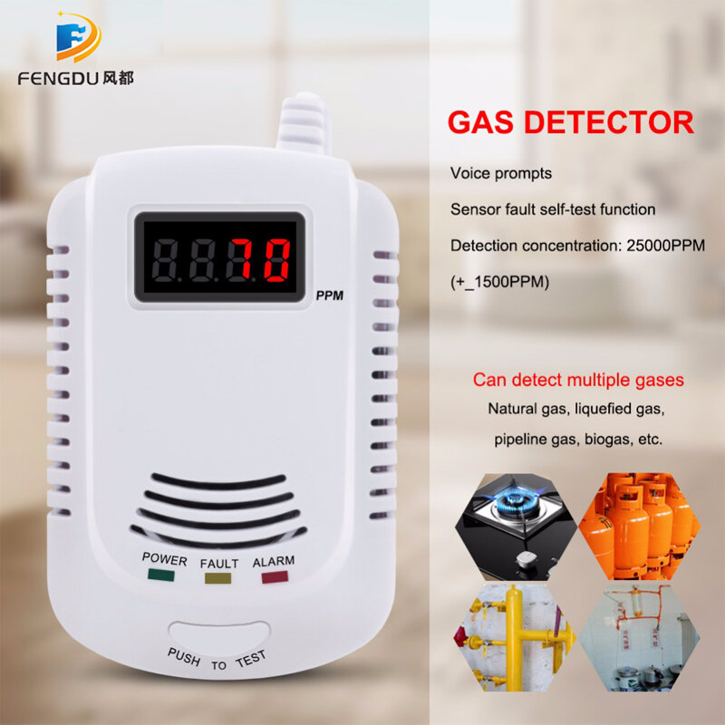 Smart Voice Alarm แก๊สระบบในครัวเรือน Leakage Detector Sensor Home Kitchen Security Alarm Sensor คุณภาพสูง