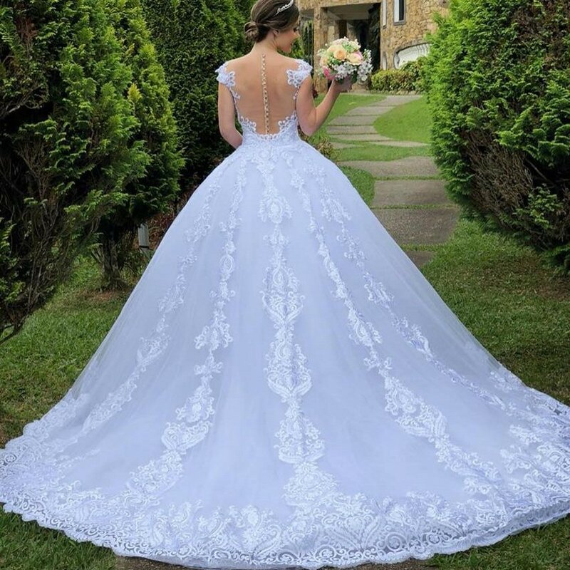 Suknia ślubna 2021 Gryffon Sexy dekolt w serek luksusowe koronkowa suknia ślubna z pociągu Lace Up suknia Plus rozmiar Vestido De Noiva