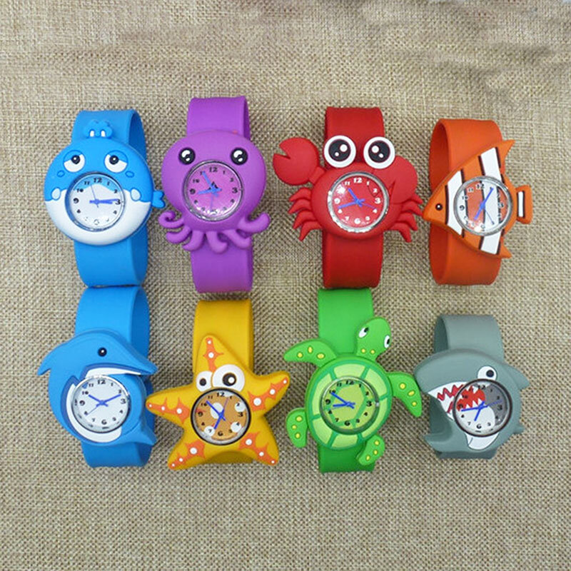 3D Cartoon zwierząt morskich rozgwiazda łosoś zegarki dla dzieci chłopcy pasek silikonowy Pat zegarek dziewczyny zegarek z paskiem kwarcowy zegarek dla dzieci