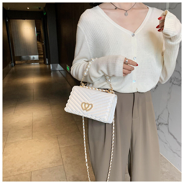2022 Fashion Sweet Lady Crossbody Bag Pearl Women Party Handbag Chain Shoulder Messenger Bag New Borsa Donna