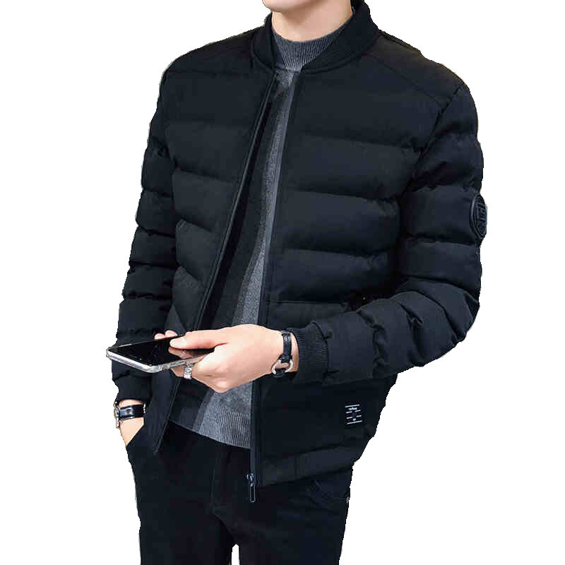 Down Cotton Jacket with Standing Collar for Men, Slim Fit, Regular Length, Plus Size, M-XXXXL, Solid Color, Keep Warm, Z266, New
