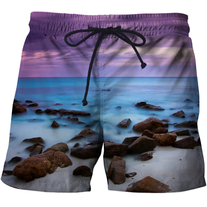Shujin men shorts cintura elástica impressora 3d roupas de secagem rápida fitness musculação verão praia mal respirável solto curto