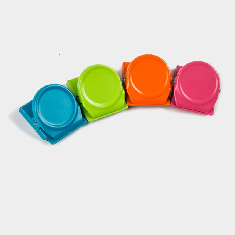 4 ชิ้น/ล็อตที่มีสีสัน Duty ตู้เย็นไวท์บอร์ดแม่เหล็กคลิปกระดาษคลิปตกแต่งอุปกรณ์สำนักงาน binder clip