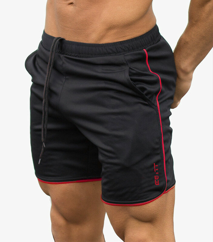 New Men Fitness Bodybuilding Shorts Man Summer Workout Male Breathable Mesh Quick Dry Sportswear Jogger Beach Short Pants