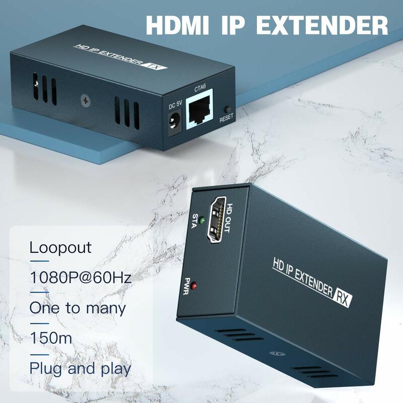 새로운 200M HDMI IP 네트워크 익스텐더 1080P HDMI 송신기 RJ45 CAT5 CAT5e CAT6 LAN Extensor 656ft HDMI 분배기처럼 새로운