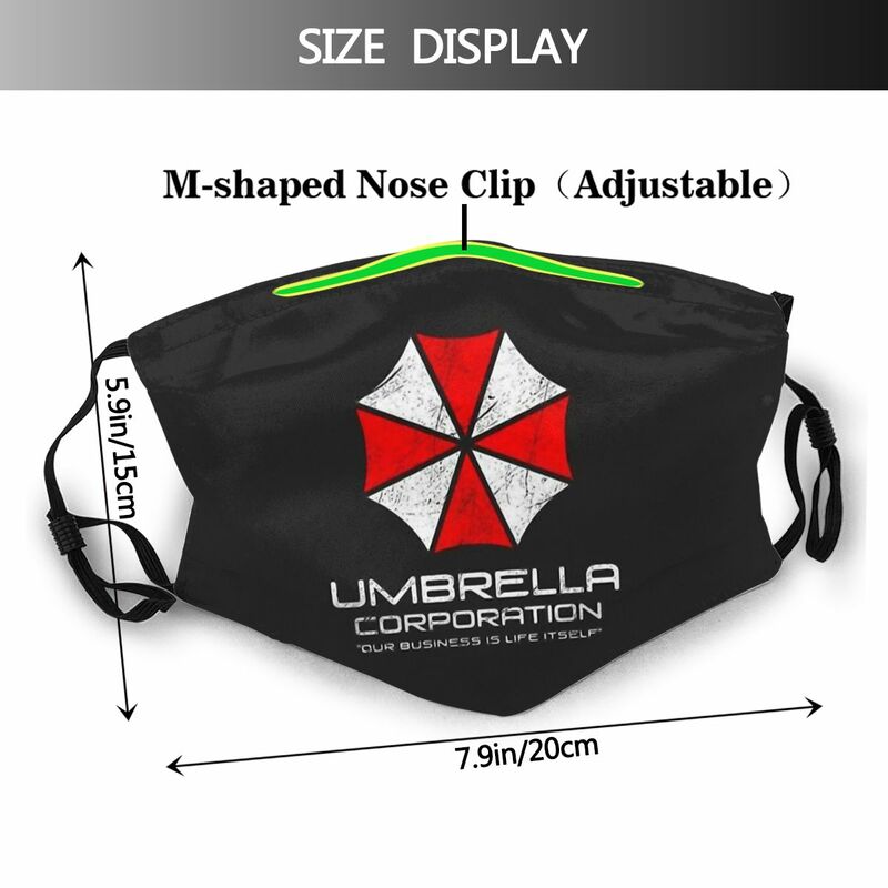 Umbrella Corporation-mascarilla Facial Wasbaar, máscara negra con filtros PM2.5, a la moda