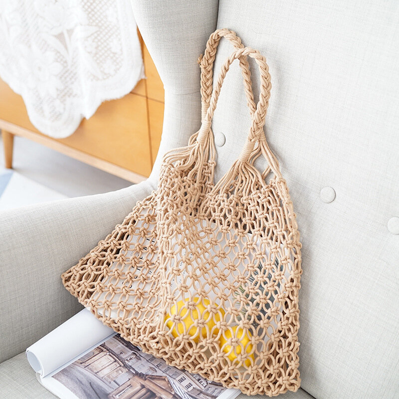Плетеная богемная соломенная сумка ручной работы из ротанга, летняя модная женская сумка-мессенджер для отдыха, сумки через плечо, женская сумка для рыбалки, пляжная сумка