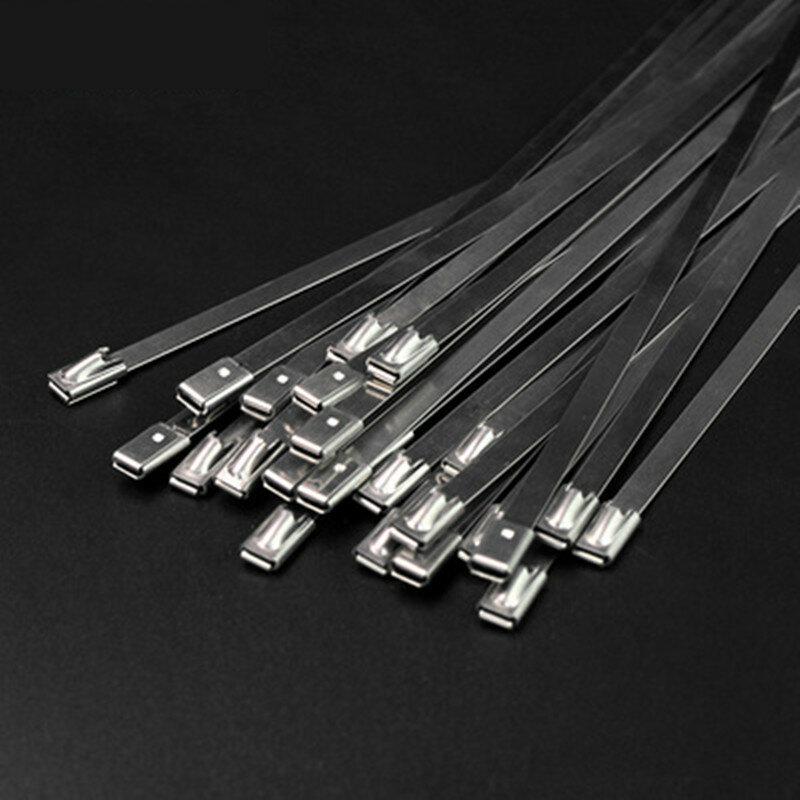 100 шт. хомуты 304, хомуты для кабелей из нержавеющей стали, длина 500 мм, самоблокирующиеся хомуты для кабеля, многофункциональные металлически...