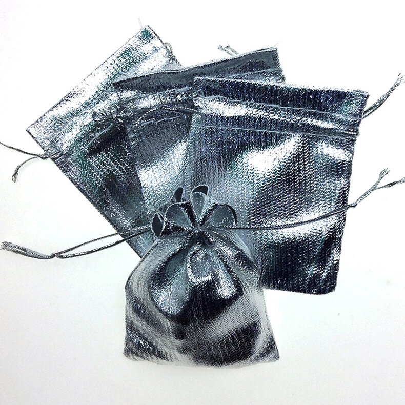 100 Stks/partij 13X18 Cm 5X8 Inch Zilver Goud Kleur Folie Doek Trekkoord Bag Wedding Gift Bags & Kerst Verpakking Pouches