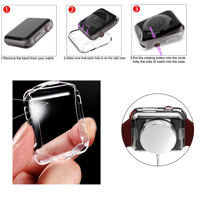 Watch Cover Case For Apple Watch 8/7/6/5/4 49MM 41MM 45MM 40MM 44MM Soft Slim Clear TPU Screen Protector For iWatch 3/2 38 42MM