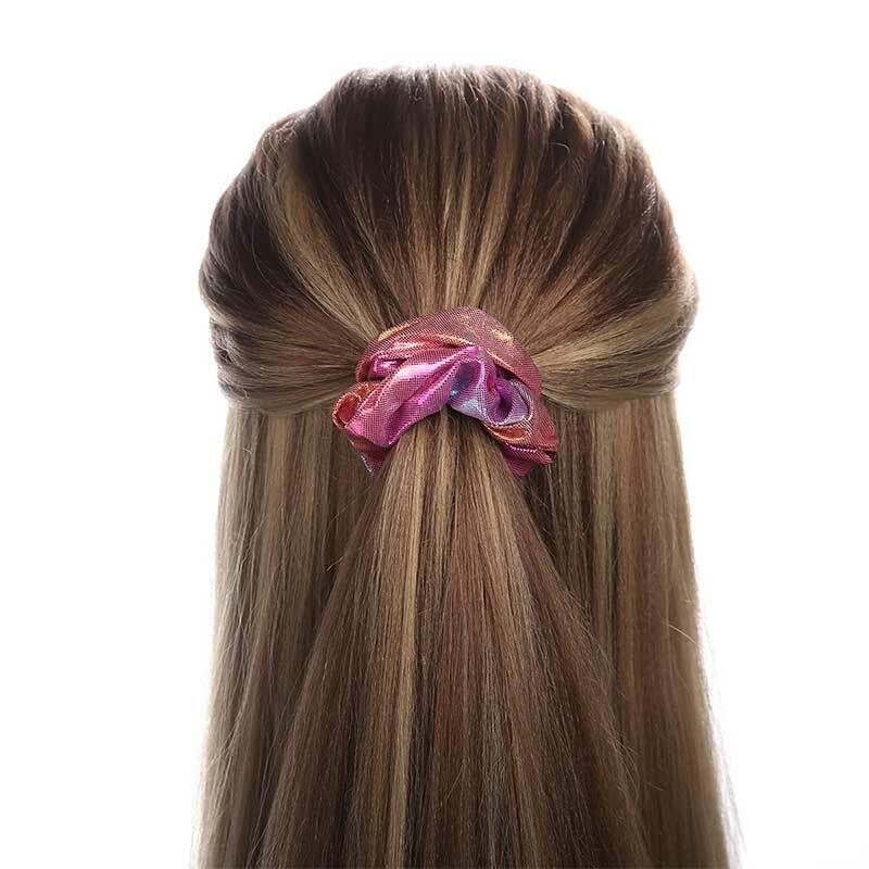 Q brilhante laser colorido rabo de cavalo titular corda de cabelo de borracha mulheres scrunchies meninas anel de cabelo headwear acessórios de cabelo