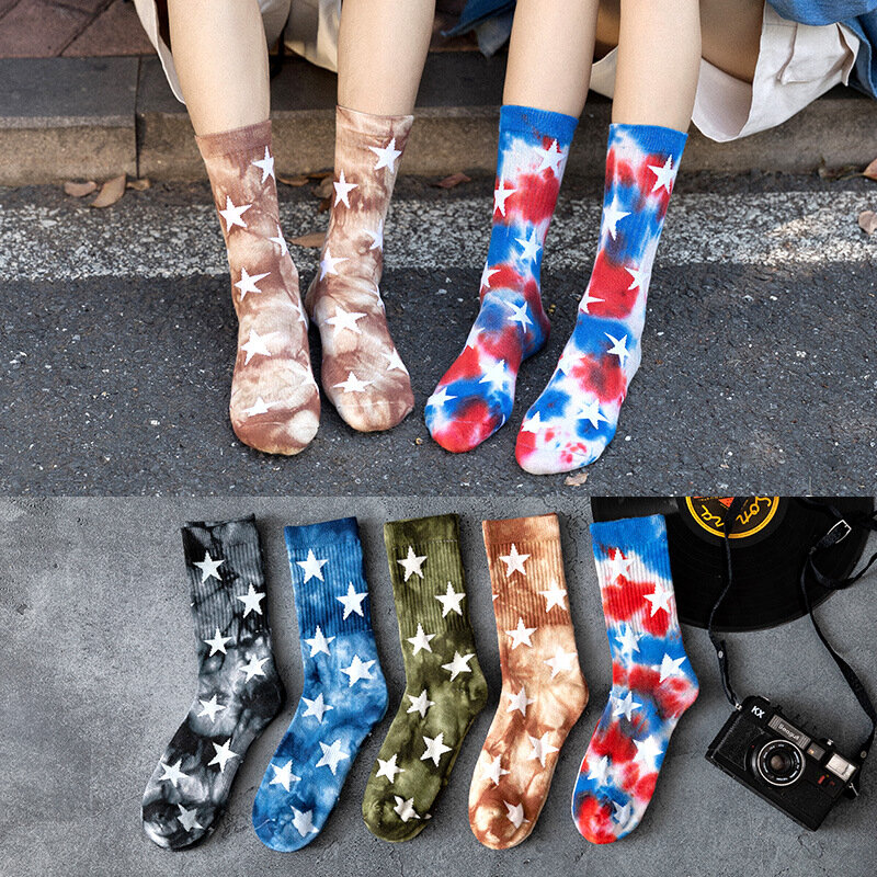 Los hombres y las mujeres calcetines de la calle calcetines estilo Hiphop teñido calcetines de algodón para el verano y el invierno primavera y otoño