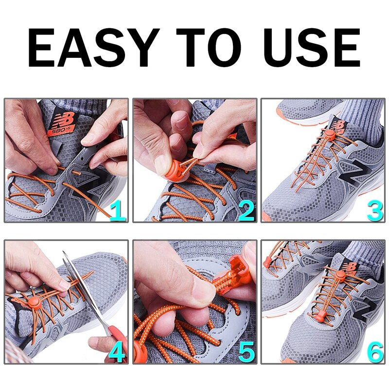 Cordones elásticos de goma para zapatillas de deporte, Cordones redondos de bloqueo sin corbata, para niños y adultos, 22 colores, 1 par