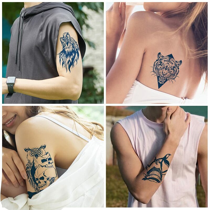 Etiqueta do tatuagem temporária semi-permanente para meninos dos homens Long-Lasting 1-2 semanas Waterproof & Realistic Body Arrow Tattoo Stickers