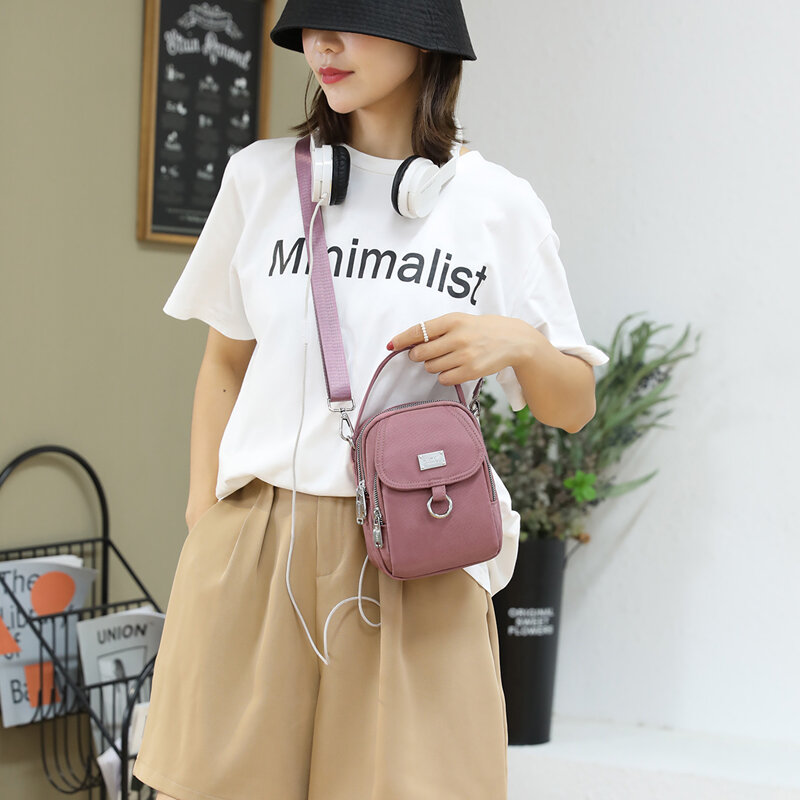 Mini bolsa de ombro feminina 3 camadas, tecido durável de alta qualidade, bolsa pequena para meninas, estilo bonito mini bolsa feminina, bolsa para telefone