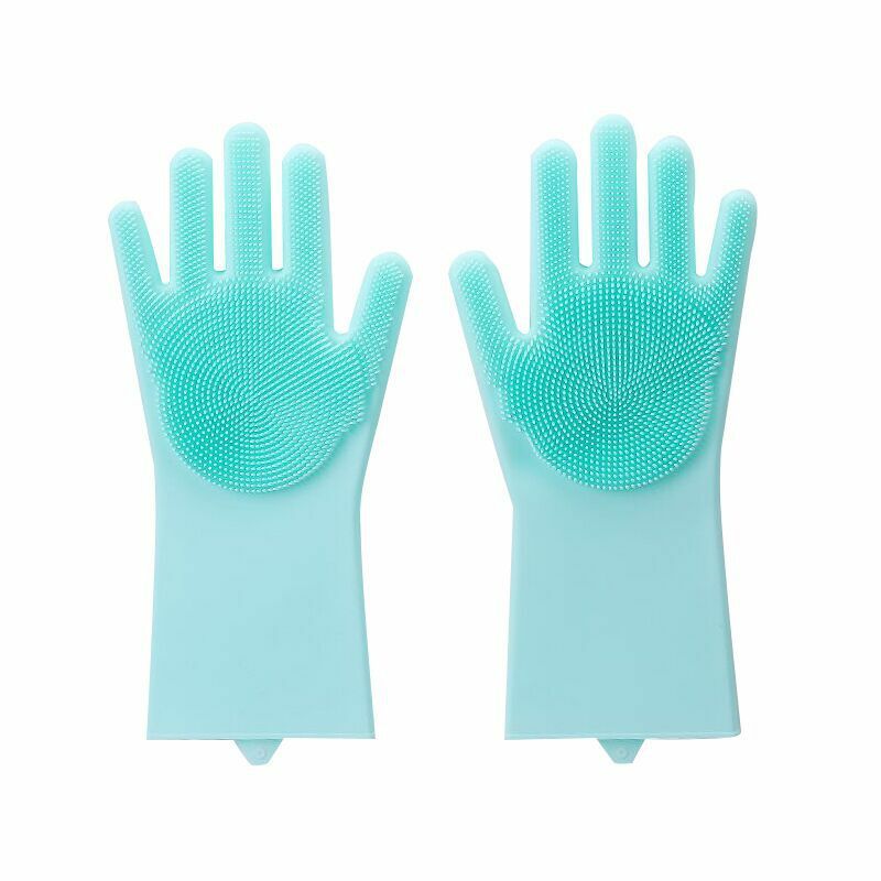 Sarung tangan Pembersih silikon multifungsi, sarung tangan pencuci piring silikon ajaib untuk mencuci dapur rumah tangga 2 buah