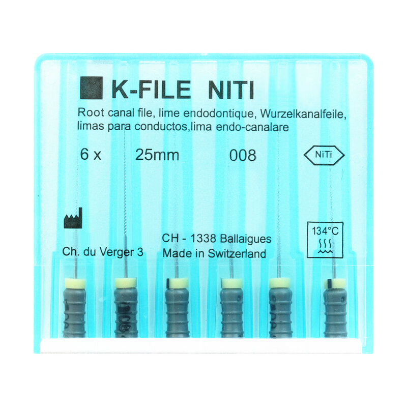 NiTi flexível Endodontic K Files, Endo Canal Raiz, Uso Manual, Níquel Titânio Endodontico, Produtos de Odontologia, 21mm, 25mm, 5 Pacotes