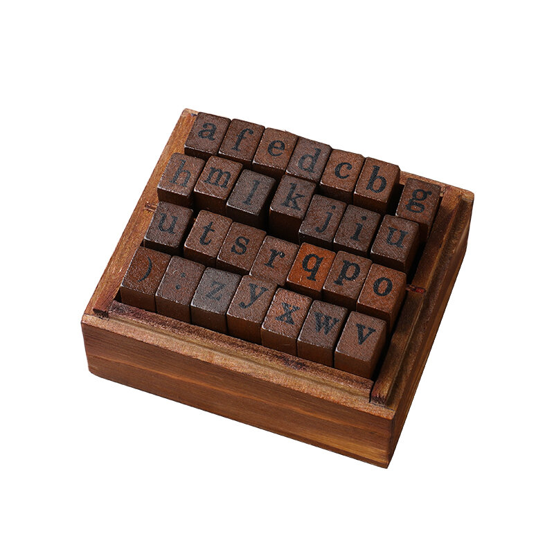 Yoofun 28 pièces de timbres Alphabet Vintage en bois et caoutchouc, ensemble de timbres Standard pour la fabrication de cartes artisanales, planificateur, journaux de Scrapbooking