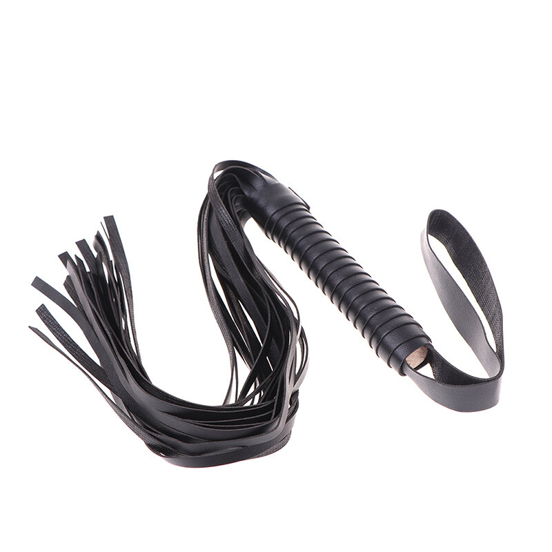 High Quality Pu Leather Pimp Whip Racing Riding Crop Party Flogger Hand Cuffs Queen Black Horse Riding Whip 1pcs