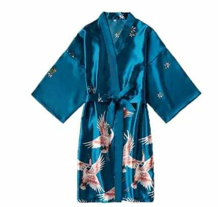 Bata de baño de satén para mujer, Kimono de seda, Sexy, a la moda, para novia