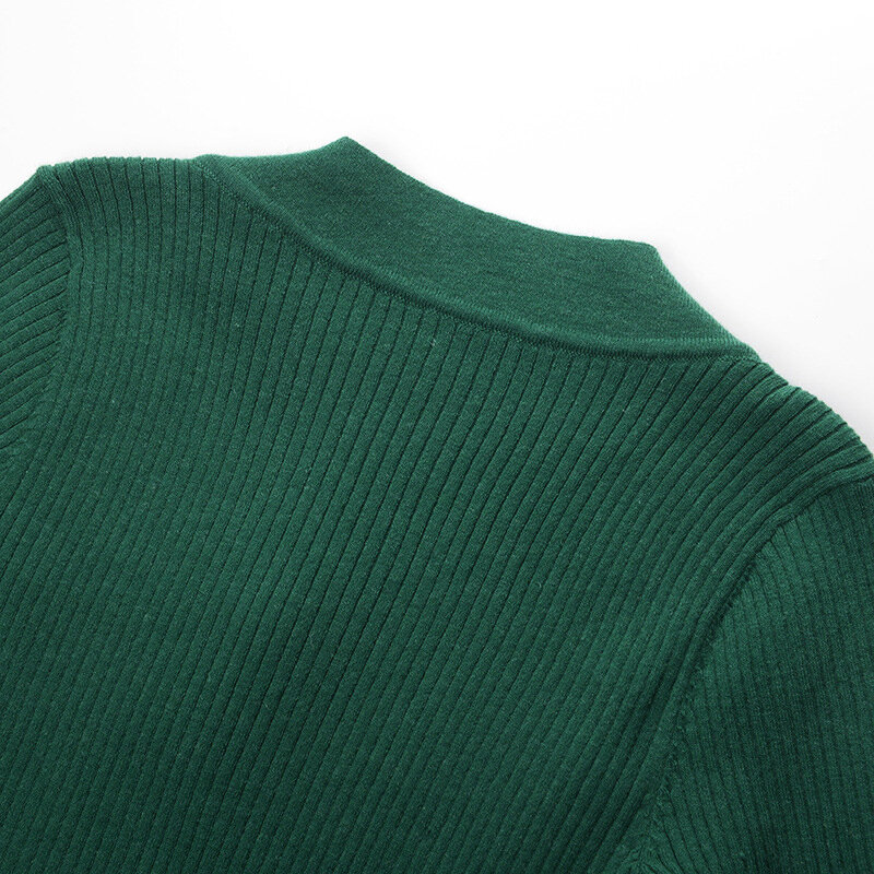 [EAM] Green Brief Knitting Sweater Loose Fit Square Collar Long Sleeve Women Pullovers New Fashion Tide Autumn Winter 2021 1Y579