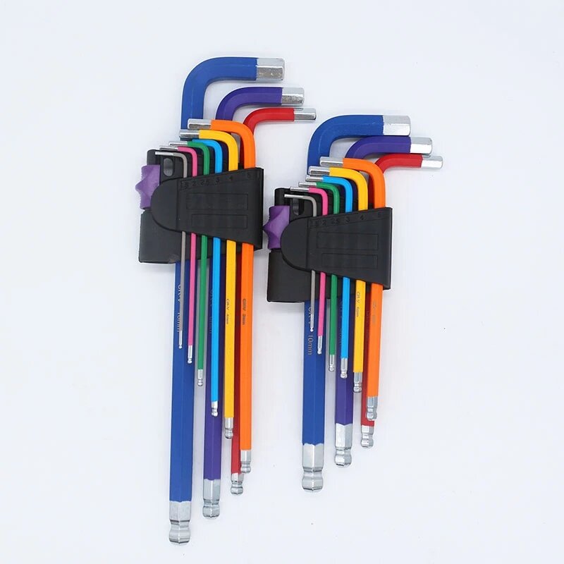 9Pcs 1.5mm-10mm Color Coded Ball-End Hex Allen Key L Wrench Set Torque Long Metric With Sleeve Hand Tools Bicycle Accessories