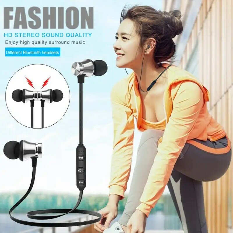Auriculares magnéticos inalámbricos Bluetooth auriculares deportivos auriculares de música de Bajo estéreo con micrófono auriculares para S8 para teléfono móvil