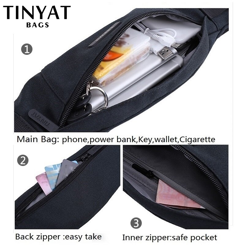 Tinyat Mannen Heuptas Pack Purse Waterdicht Canvas Travel Telefoon Belt Bag Pouch Voor Mannen Vrouwen Casual Tas Voor Riem hip Pack