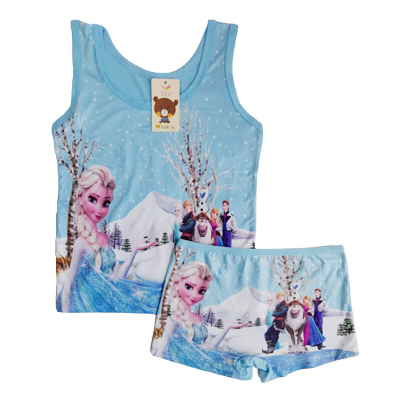 Verano 2020 niños niñas pijamas ropa de dormir conjunto Casual Anna Elsa Anime Cosplay disfraz niños Chaleco Corto + pantalones traje