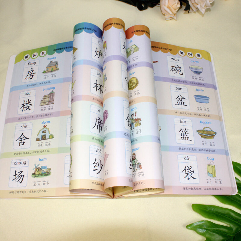 Libro de aprendizaje de caracteres chinos para niños pequeños, escritura preescolar, Pinyin, libro de iluminación, 1000