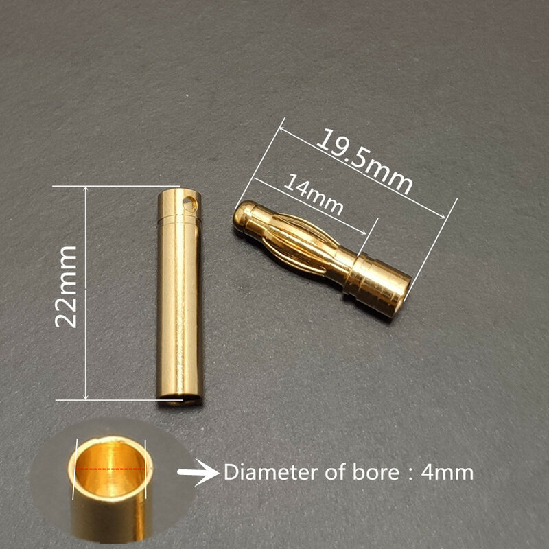 4.0mm ouro bala plug macho conector fêmea para rc carro quadcopter avião lipo bateria do motor esc