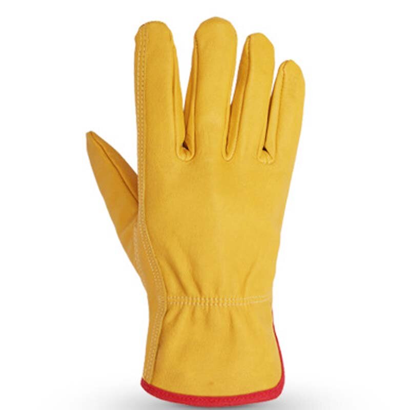 Ochrona pracy rękawice ogrodowe pięciopalcowe zewnętrzne wygodne, odporne na wstrząsy skórzane rękawiczki