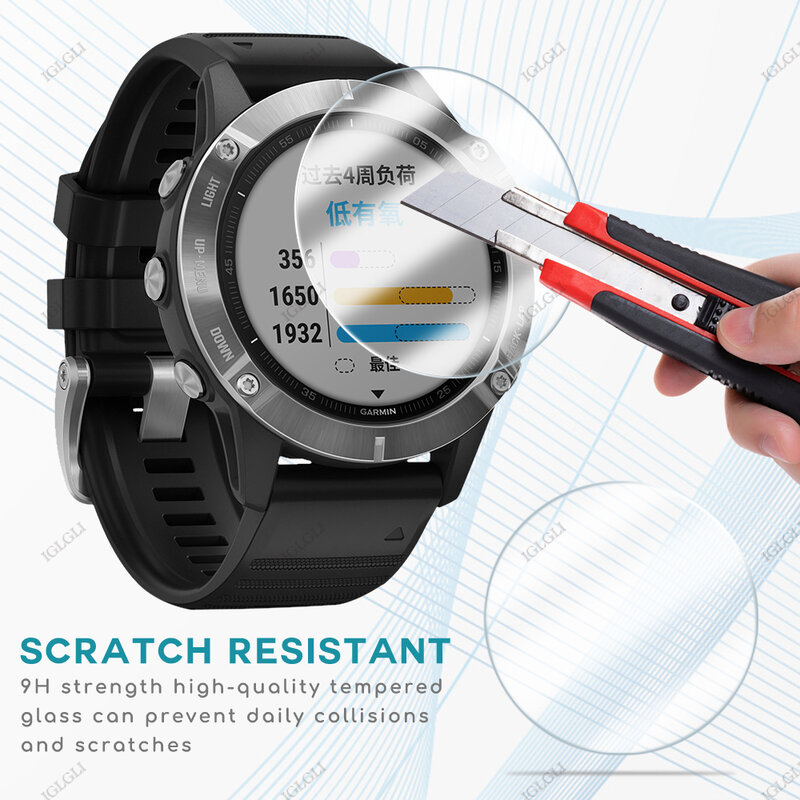 กระจกนิรภัยสำหรับ Garmin Fenix 5 5s 5X 6 Pro / Sapphire Smart Watch 9H ป้องกันอุปกรณ์เสริม
