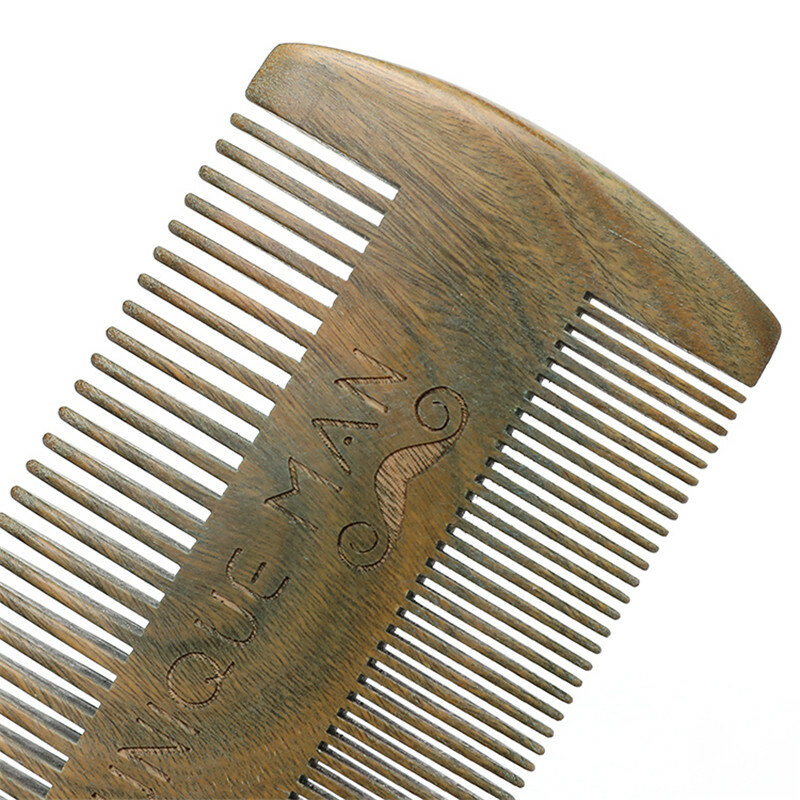 Natürliche Grüne Sandelholz Kamm für Bart Handgemachte Tasche Bart Kamm Haar Schnurrbart Pflege Feine Dual Action Zähne Kamm für Männer