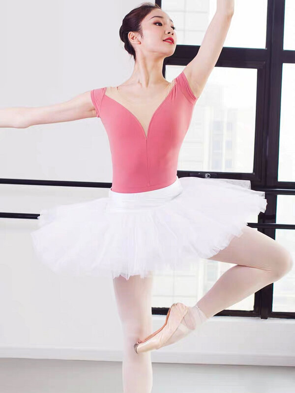 Professionale Swan Lake Dance bianco nero rosa elastico in vita Tutu di balletto per adulti Ballerina morbida gonna a sfera in Tulle a 4 strati Tutu