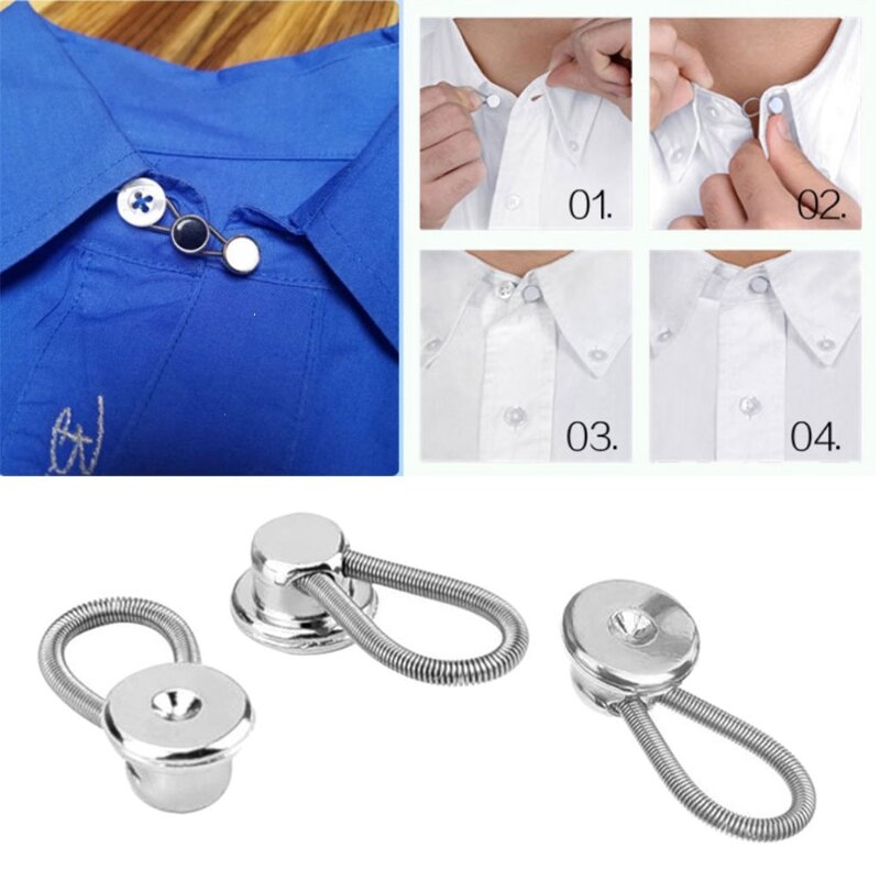 094B 12 pezzi nuovi estensori del colletto della camicia elasticità della camicia regolabile e bottone di estensione