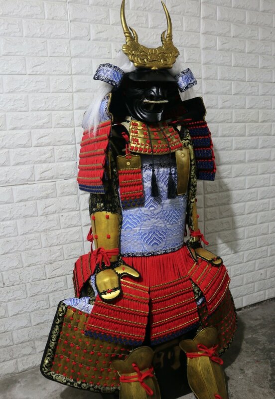 Armadura japonesa de la película del ejército samurái, traje de película de espectáculo de escenario