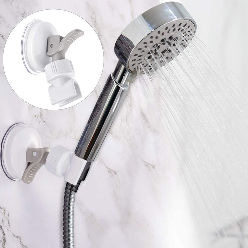 RecabLeght Adjustable Shower Head Holder Suction Cup Shower Holder Support Douche Wall Mount Showerhead Bracket 360° White 1pcs