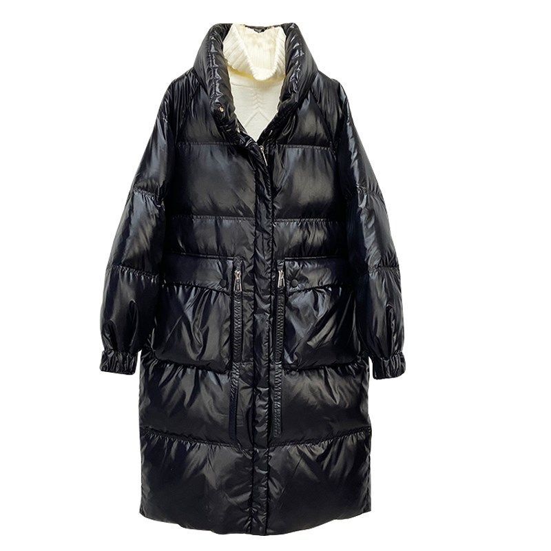 女性の冬のジャケット,ルーズで細い白い秋と冬の服,膝上,ファッショナブル,2020