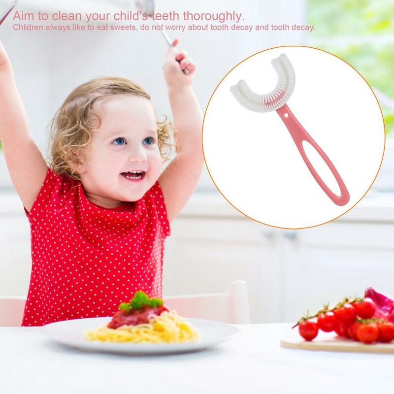 Baby Toothbrush Children 360 Degree U-shaped Child Toothbrush Food-Grade Silicone Baby Brush Kids Teeth Oral Care Cleaning #HY