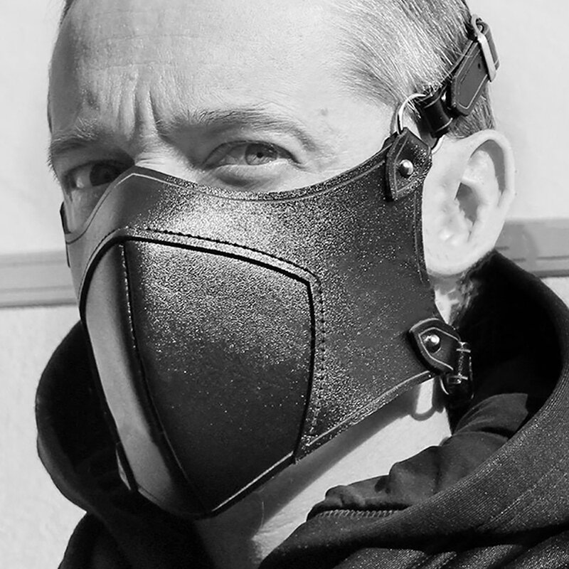 Steampunk Gothic Lederen Mond Masker Voor De Half Gezicht Warm Herbruikbare Stofdicht Accessoire Harness Cover Balaclava Motorcycle Biker